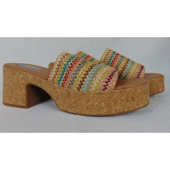Steve Madden Shoes - Steve Madden Canary Womens 11M Platform Sandals Raffia Chunky Slip On Mule 11 M
